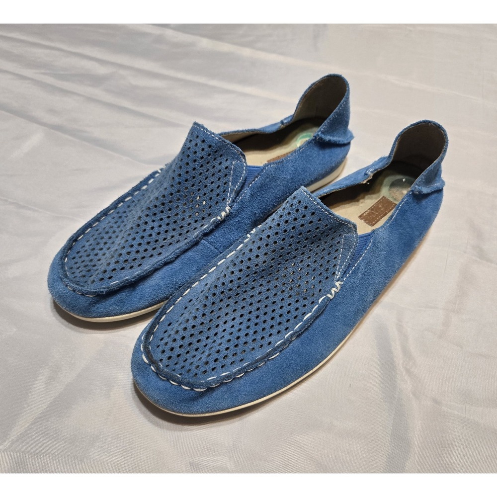 OluKai Nohea Shoes‎ Womens Size 8 Blue Soft Leather Perforated Loafers Comfort